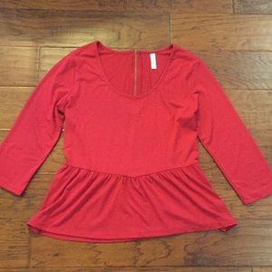 Xhilaration Red Peplum Top